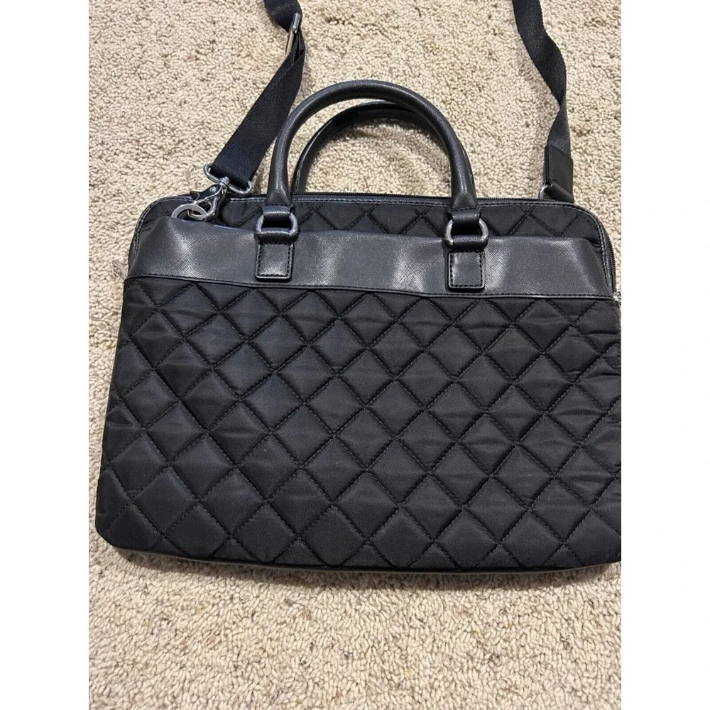 KNOMO AVIGNON 13” Black Quilted LAPTOP BRIEF Bag Travel Work Career NICE B23
